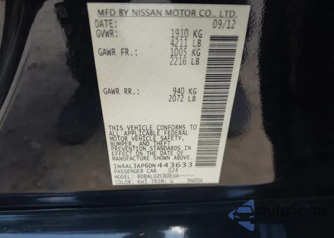 2013 Nissan Altima 2.5 Sv from USA, damaged, VIN 1N4AL3AP6DN443633